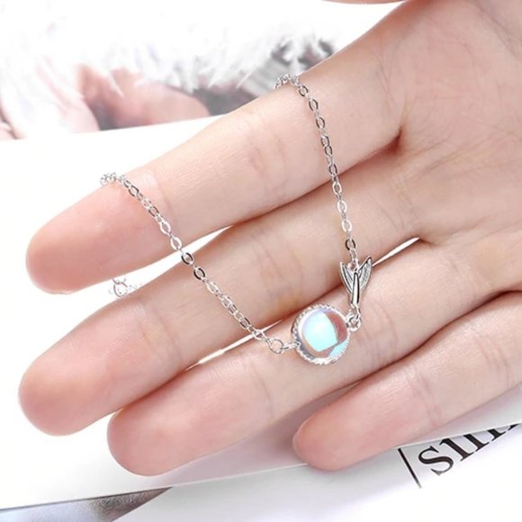 NEW 925 Sterling Silver Moonstone Mermaid Bracelet - Picture 6 of 9